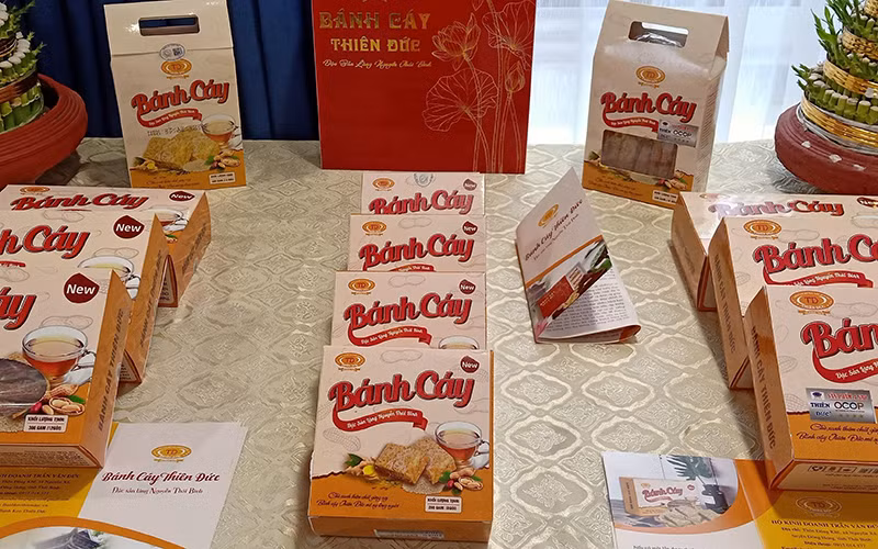 Sản phẩm OCOP bánh cáy Thiên Đức (Đông Hưng, tỉnh Thái Bình) đạt 4 sao.