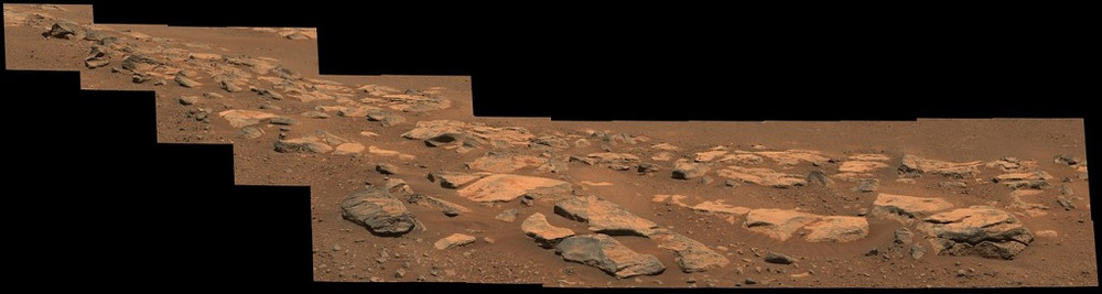 Ảnh ghép do tàu thám hiểm Perseverance của NASA chụp về khu vực lấy mẫu đá. Ảnh: NASA/JPL. Hai mẫu đá sao Hỏa của NASA tiết lộ từng tiếp xúc với nước thời gian dài -0