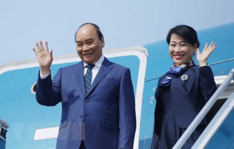 Chủ tịch nước Nguyễn Xuân Phúc và Phu nhân thăm cấp Nhà nước tới Cộng hòa Singapore. (Ảnh: TTXVN)