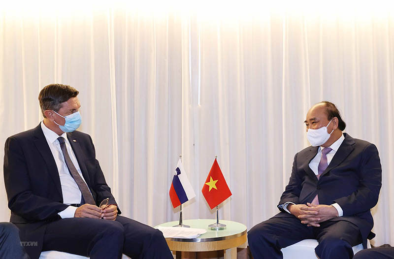 Chủ tịch nước Nguyễn Xuân Phúc gặp Tổng thống Slovenia Borut Pahor. (Ảnh: Thống Nhất/TTXVN) Chủ tịch nước Nguyễn Xuân Phúc gặp lãnh đạo các nước, tổ chức quốc tế -0