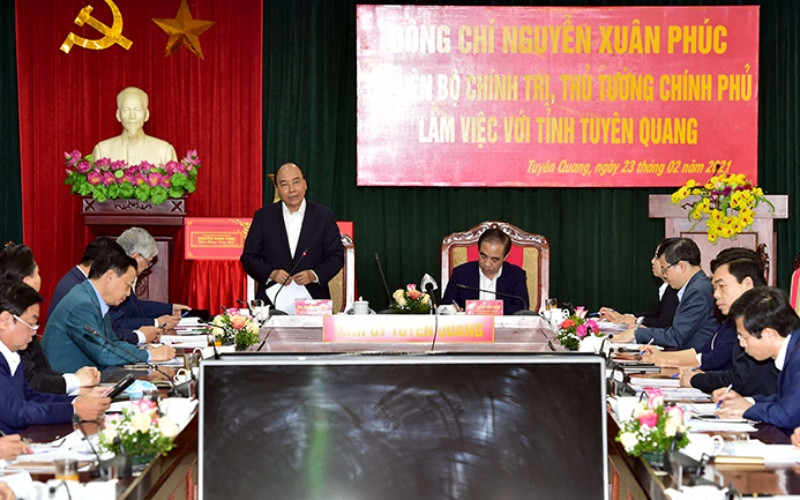 Thủ tướng Chính phủ Nguyễn Xuân Phúc phát biểu tại buổi làm việc.