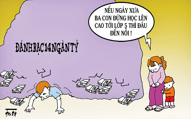 Tranh của họa sĩ TÍN NHƯỢNG. Cờ bạc là bác thằng bần -0
