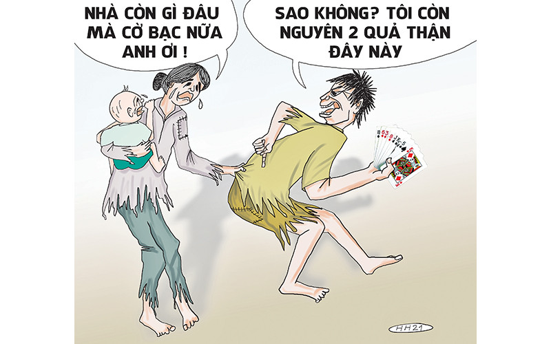 Tranh của họa sĩ LA THANH HIỀN. Cờ bạc là bác thằng bần -0