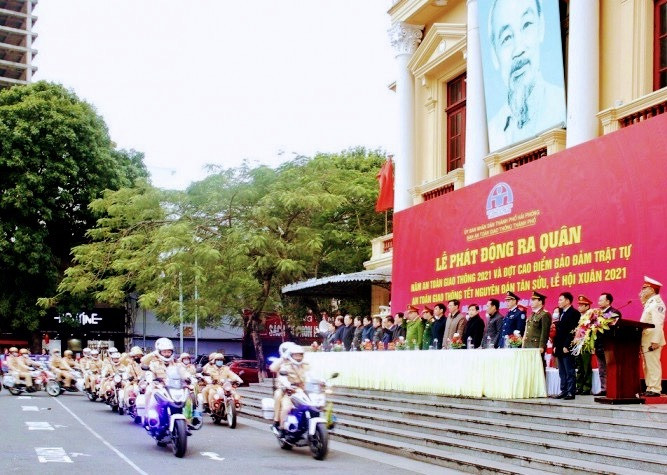Lễ ra quân bảo đảm ATGT tại TP Hải Phòng. (Tin ghép) Hải Phòng ra quân bảo đảm an toàn giao thông dịp Tết Tân Sửu -0