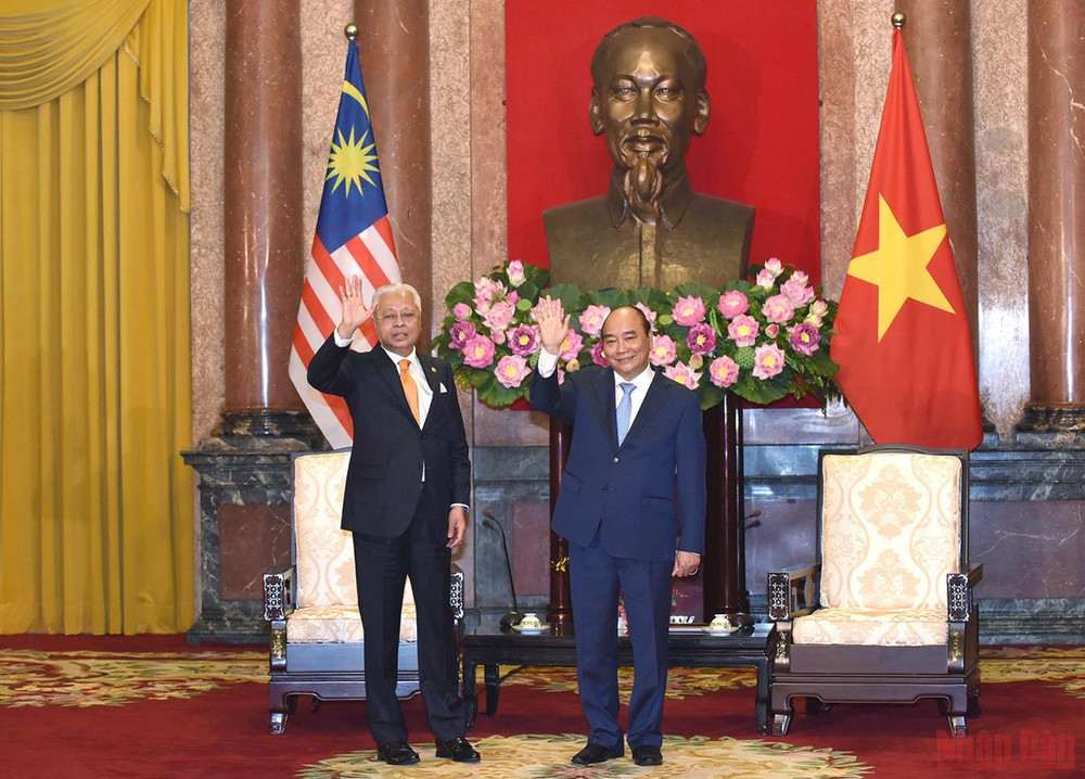 Chiều 21/3/2022, tại Phủ Chủ tịch, Chủ tịch nước Nguyễn Xuân Phúc tiếp Thủ tướng Malaysia Ismail Sabri Yaakob thăm chính thức Việt Nam. (Ảnh: TRẦN HẢI) Tạo động lực mới phát triển quan hệ Đối tác chiến lược Việt Nam - Malaysia -0