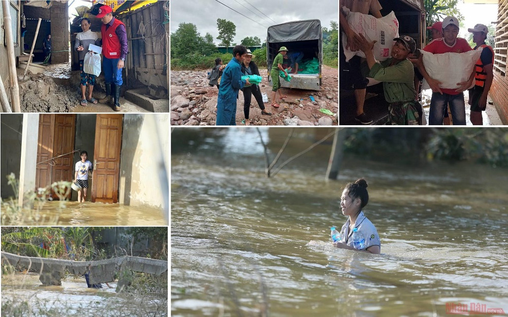 Hình ảnh mưa lũ miền Trung năm 2020, một trong những tổn thất thiên nhiên nhiên của Việt Nam.
