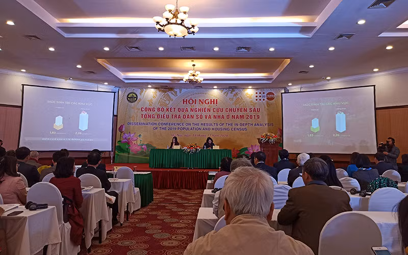 Quang cảnh hội nghị công bố kết quả nghiên cứu chuyên sâu tổng điều tra dân số và nhà ở năm 2019.