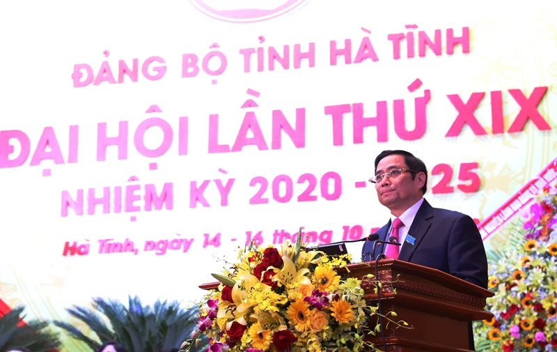 Đồng chí Phạm Minh Chính phát biểu chỉ đạo đại hội. Hà Tĩnh phấn đấu trở thành tỉnh khá của cả nước -0