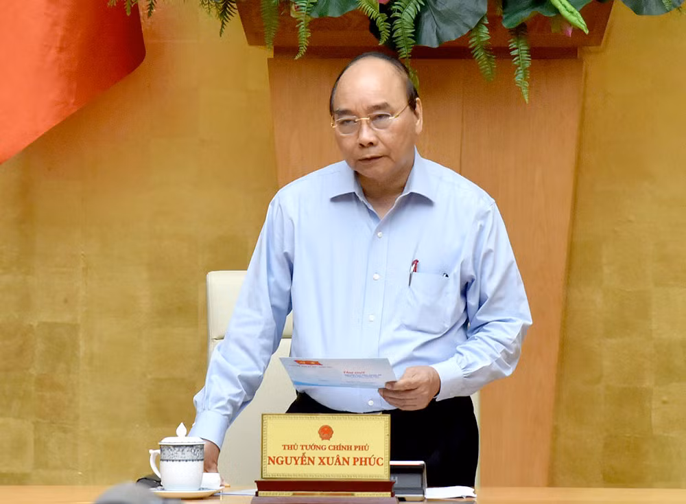 Thủ tướng Nguyễn Xuân Phúc phát biểu tại cuộc họp. (Ảnh: TRẦN HẢI)