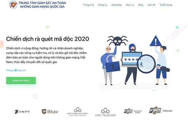 (Nguồn: Website chiến dịch https://khonggianmang.vn/chiendich2020). Chiến dịch “Rà soát và bóc gỡ mã độc trên toàn quốc năm 2020” -0