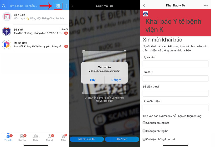 Các bước để thực hiện khai báo y tế trực tuyến qua Zalo. Khai báo y tế bằng quét mã Zalo QR giúp tiết kiệm thời gian chờ đợi ngày rét đậm -0