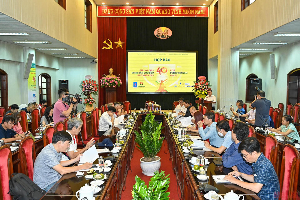 Họp báo Giải vô địch bóng bàn quốc gia Báo Nhân Dân lần thứ 40 Cúp PetroVietnam - PVCFC. (Ảnh: DUY LINH) Gần 170 vận động viên sẽ dự Giải vô địch bóng bàn quốc gia Báo Nhân Dân lần thứ 40 -0