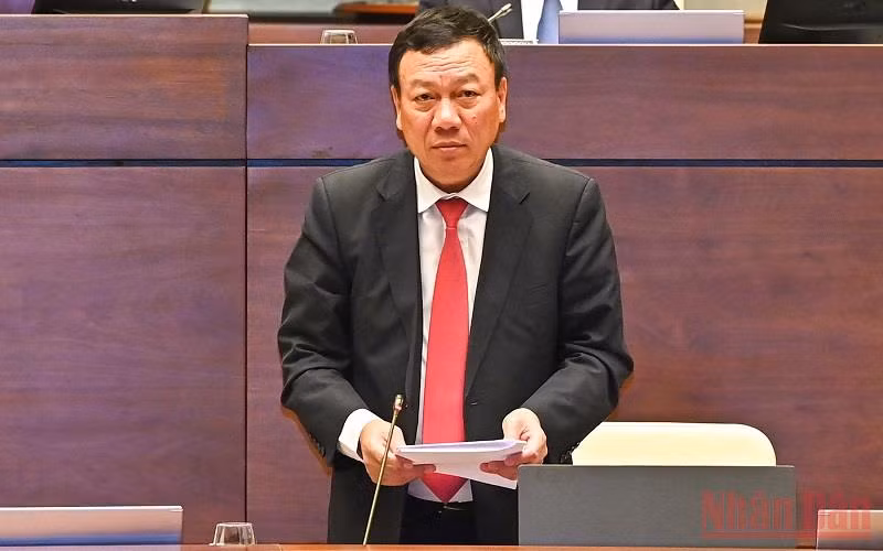 Tổng Thanh tra Chính phủ Đoàn Hồng Phong giải trình, làm rõ một số nội dung đại biểu Quốc hội quan tâm. (Ảnh: LINH KHOA NGUYÊN)