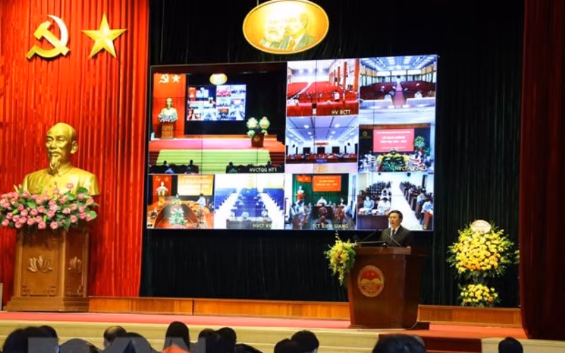 Lễ khai giảng năm học 2021-2022. (Ảnh: Nguyễn Điệp/TTXVN)