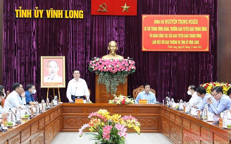 Trưởng Ban Tuyên giáo Trung ương làm việc với tỉnh Vĩnh Long -0