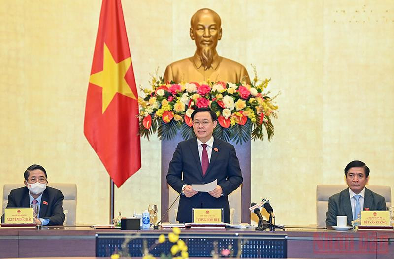 Kỷ niệm Ngày Doanh nhân Việt Nam (13/10), chiều 12/10, tại Nhà Quốc hội, Chủ tịch Quốc hội Vương Đình Huệ gặp mặt Đoàn đại biểu dự Diễn đàn các nhà Lãnh đạo doanh nghiệp và vinh danh các Thương hiệu mạnh Việt Nam năm 2021. (Ảnh: Duy Linh) Kỳ vọng và tin tưởng một nhiệm kỳ Quốc hội khởi sắc -0