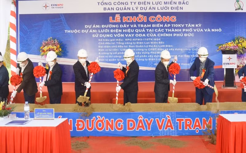 Khởi công xây dựng dự án đường dây và trạm biến áp 110kV Tân Kỳ.