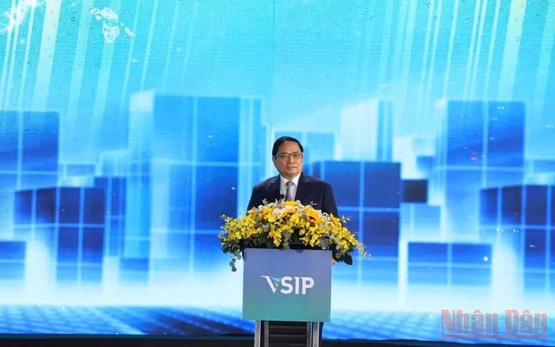 Thủ tướng Phạm Minh Chính phát biểu tại lễ khởi công Khu công nghiệp Việt Nam-Singapore III.