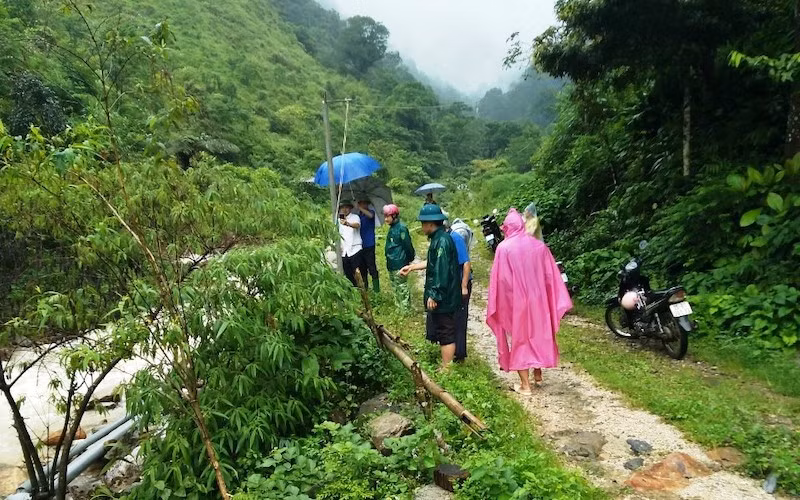 Hiện trường nơi ông Nguyễn Văn Khâm bị lũ ống cuốn mất tích, ở huyện Văn Bàn, tỉnh Lào Cai.