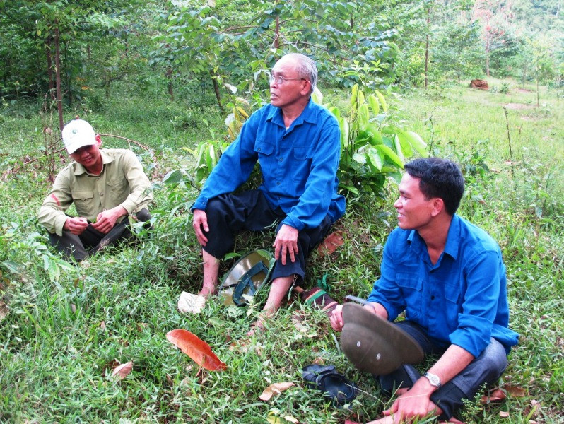 Ông Lài cùng công nhân đi kiểm tra rừng. Cây đại thụ giữa ngàn xanh -0
