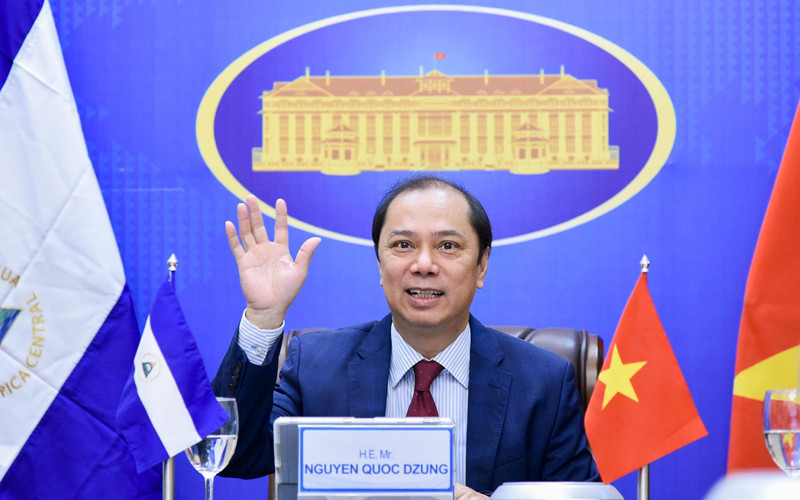 Thứ trưởng Ngoại giao Nguyễn Quốc Dũng trong Phiên tham khảo chính trị Việt Nam - Nicaragua. (Ảnh: Bộ Ngoại giao)