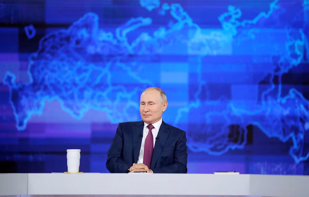 Tổng thống Nga V.Putin trong chương trình “Đường dây trực tiếp”. 