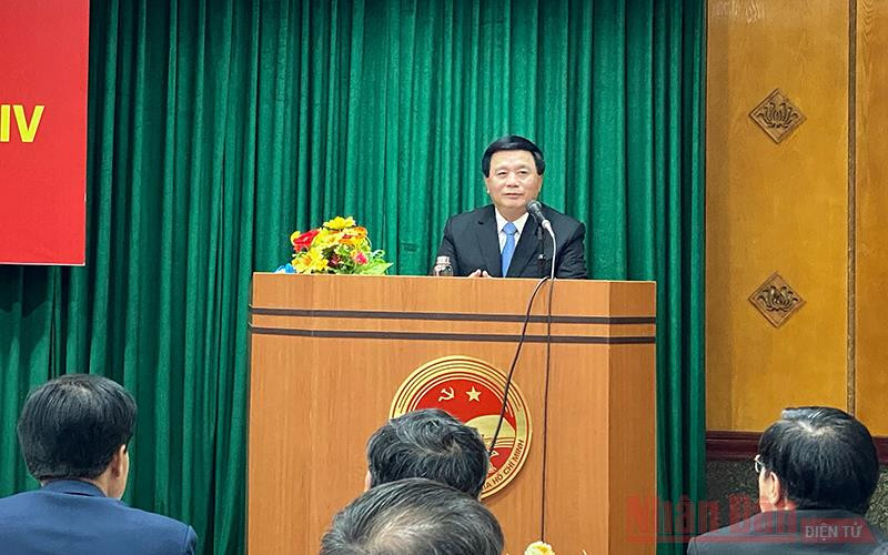 Đồng chí Nguyễn Xuân Thắng phát biểu ý kiến tại buổi lễ. Bế mạc Hội thi Giảng viên giỏi cấp Học viện Chính trị quốc gia Hồ Chí Minh -0