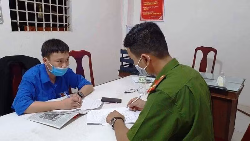 Đối tượng Trần Phước An tại cơ quan công an. (Ảnh cơ quan công an cung cấp)