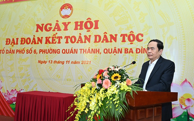 Phó Chủ tịch Thường trực Quốc hội Trần Thanh Mẫn phát biểu tại ngày hội. (Ảnh: Duy Linh) BND_2330-1636816093673.jpg