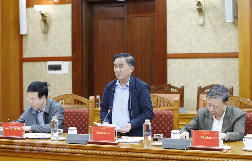 Ông Trần Cẩm Tú, Ủy viên Bộ Chính trị, Bí thư Trung ương Đảng, Chủ nhiệm Ủy ban Kiểm tra Trung ương phát biểu tại cuộc họp. Tổng Bí thư chủ trì họp Thường trực Ban Chỉ đạo Trung ương về chống tham nhũng -0