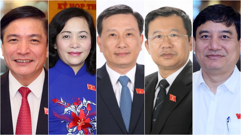 Chân dung năm đồng chí vừa được Quốc hội bầu giữ chức danh Ủy viên Ủy ban Thường vụ Quốc hội khóa XIV. (Ảnh: Quốc hội) Quốc hội bầu đồng chí Võ Thị Ánh Xuân giữ chức Phó Chủ tịch nước -0