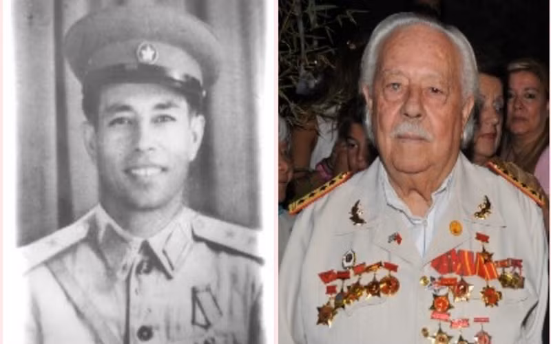 Anh hùng Lực lượng vũ trang nhân dân Việt Nam Kostas Sarantidis khi chiến đấu trong hàng ngũ quân đội Việt Nam (trái) và lúc về già. (Ảnh: Idcommunism.com)