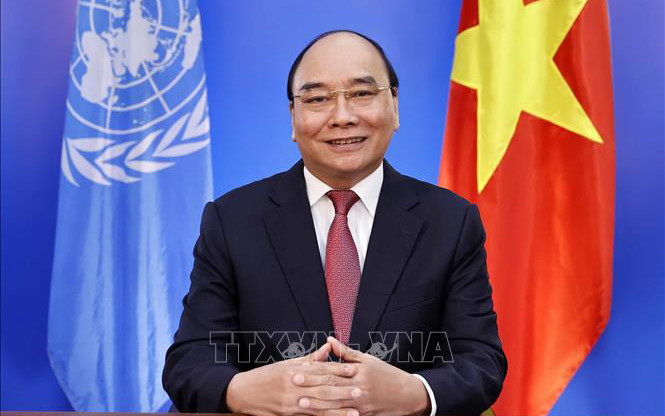 Chủ tịch nước Nguyễn Xuân Phúc dự Hội nghị thượng đỉnh các hệ thống lương thực của Liên hợp quốc. (Ảnh: Thống Nhất/TTXVN)