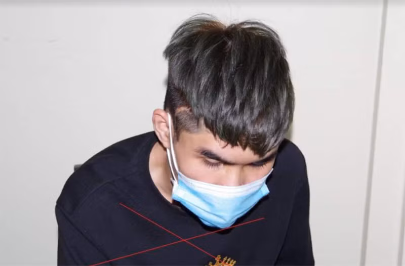 Đối tượng Hùng tại cơ quan điều tra.