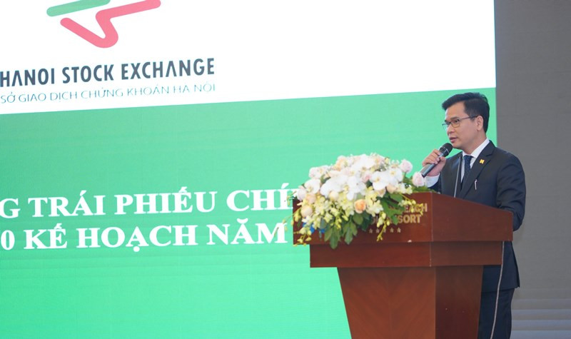 Phó TGĐ phụ trách Ban điều hành HNX Nguyễn Như Quỳnh phát biểu tại hội nghị. Hội nghị thành viên thị trường trái phiếu Chính phủ quý 4-2020 -0