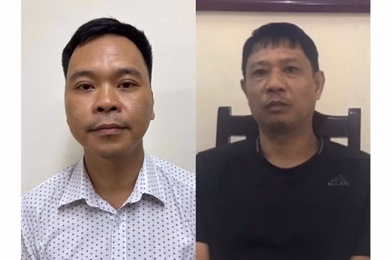 Hai đối tượng vừa bị khởi tố vì liên quan đến vụ án xảy ra tại Công ty Nhật Cường.