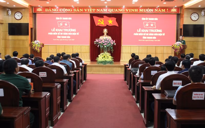 Toàn cảnh lễ khai trương phần mềm Sổ tay đảng viên điện tử.