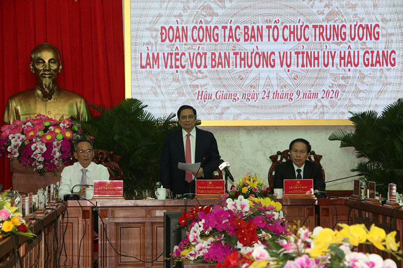 Đồng chí Phạm Minh Chính phát biểu chỉ đạo tại buổi làm việc. Hậu Giang cần làm tốt hơn nữa công tác cán bộ -0