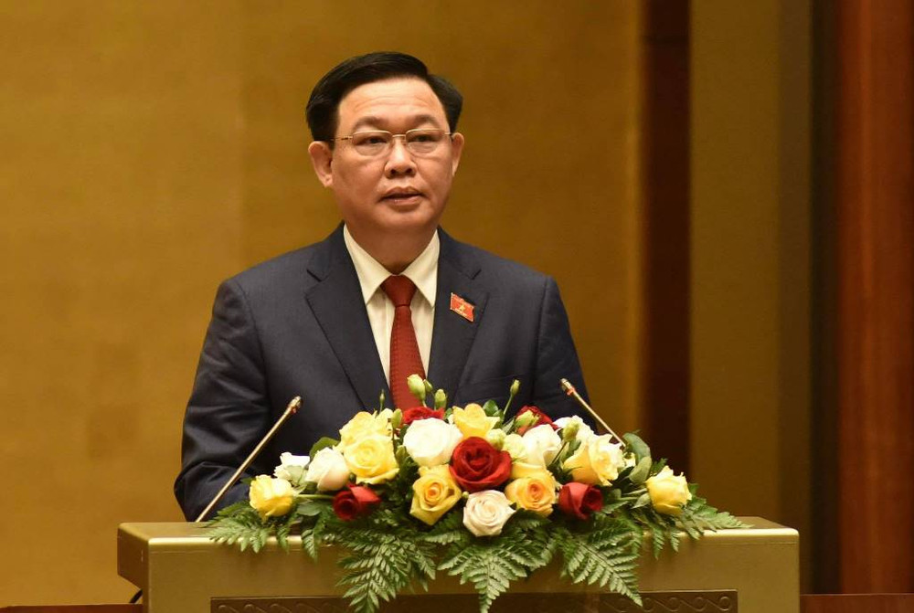 Chủ tịch Quốc hội Vương Đình Huệ phát biểu nhậm chức. Ảnh: TRẦN HẢI. Đồng chí Vương Đình Huệ tuyên thệ nhậm chức Chủ tịch Quốc hội -0