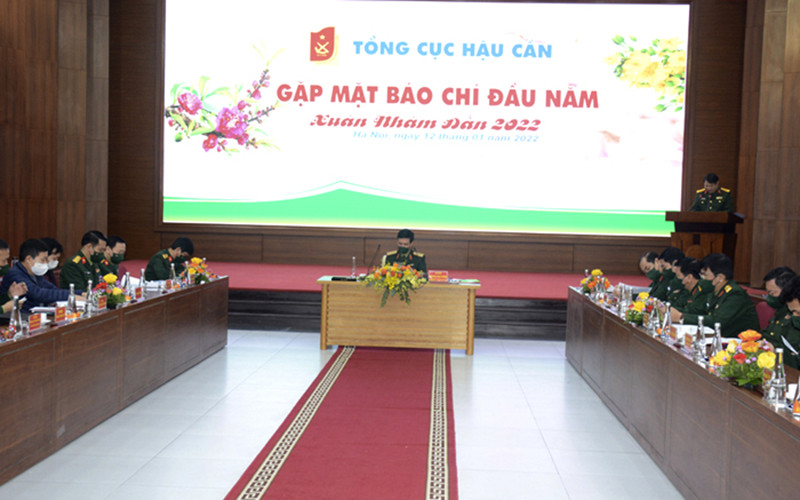 Quang cảnh buổi gặp mặt báo chí đầu năm. Ngành Hậu cần Quân đội thi đua làm theo lời Bác Hồ dạy -0
