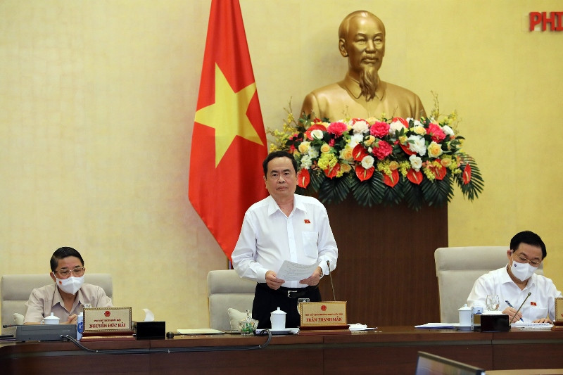 Phó Chủ tịch Thường trực Quốc hội Trần Thanh Mẫn phát biểu tại phiên họp. (Ảnh: DUY LINH) Chuẩn bị Kỳ họp thứ hai, Quốc hội khóa XV đúng tiến độ, chất lượng, bảo đảm an toàn -0
