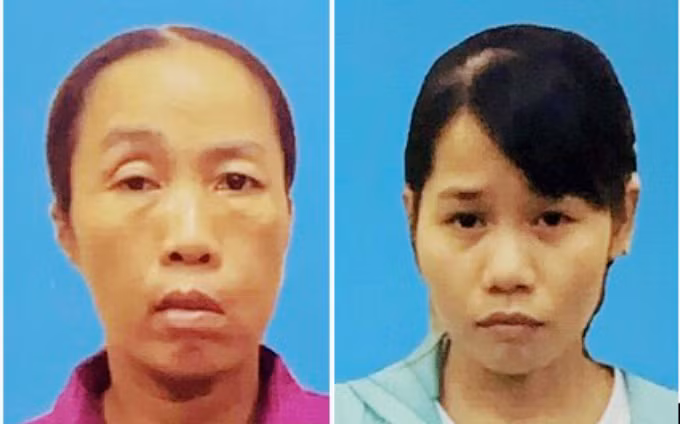 Trần Thị Cẩm (trái) và Trần Thị Thu Hà (Ảnh do công an cung cấp)