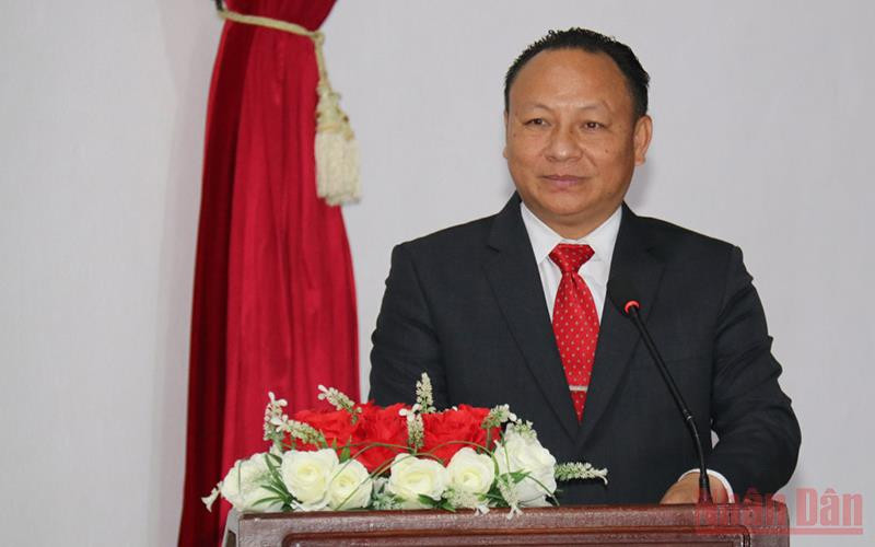 Đồng chí Monxay Laomuaxong khẳng định, Đoàn Thanh niên Nhân dân Cách mạng Lào đã và sẽ tiếp tục nghiên cứu, học tập tư tưởng chỉ đạo của Chủ tịch Hồ Chí Minh về công tác thanh niên. (Ảnh: Xuân Sơn) Tọa đàm về tư tưởng Chủ tịch Hồ Chí Minh tại Lào -0