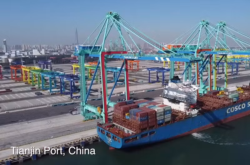 Cảng container thông minh không carbon nằm trong Cảng biển Thiên Tân, phía Bắc Trung Quốc. (Nguồn: news.cn)