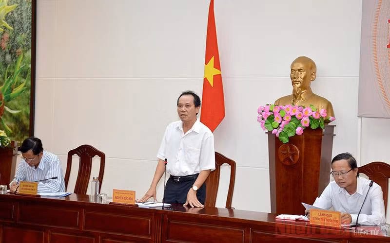 Phó Chủ tịch UBND tỉnh Bình Thuận Nguyễn Đức Hòa chủ trì họp báo.