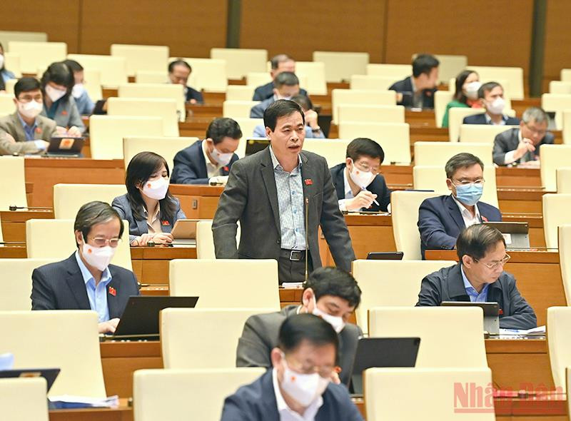 Đại biểu Quốc hội tỉnh Quảng Bình Nguyễn Mạnh Cường phát biểu thảo luận tại hội trường. (Ảnh: DUY LINH) Cần thiết bổ sung căn cứ tạm đình chỉ vụ án trong bối cảnh thiên tai, dịch bệnh -0