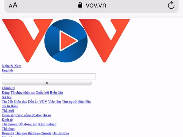 Báo điện tử VOV bị tấn công mạng.