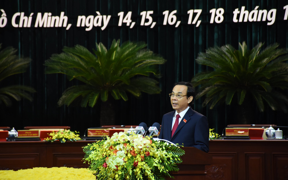 Đồng chí Nguyễn Văn Nên, Bí thư T.Ư Đảng, Bí thư Thành ủy TP Hồ Chí Minh khóa 11 phát biểu tại phiên bế mạc Bế mạc Đại hội đại biểu Đảng bộ TP Hồ Chí Minh lần thứ 11 -0