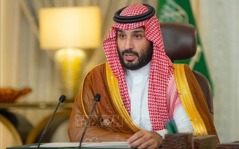 Thái tử Saudi Arabia Mohammed bin Salman phát biểu tại diễn đàn "Sáng kiến xanh Saudi" ở Riyadh ngày 23/10. (Ảnh: AFP/TTXVN)