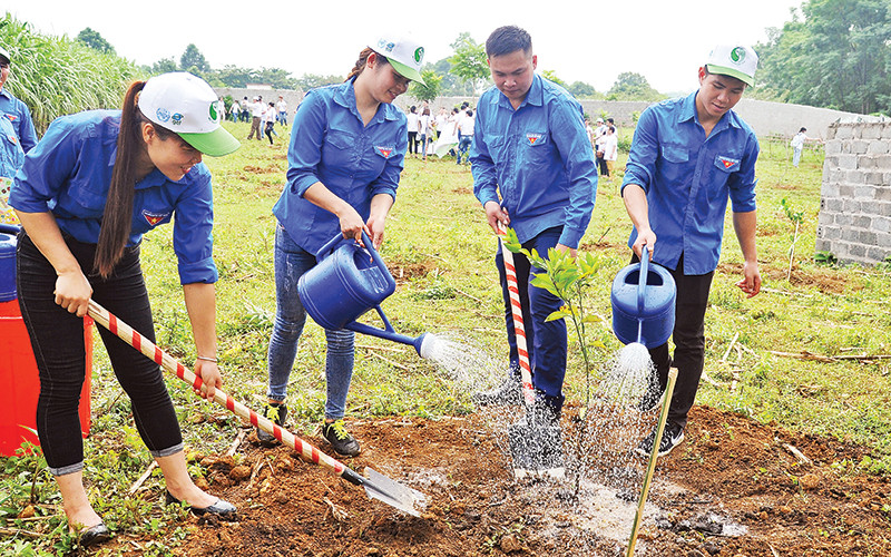 Hưởng ứng Tết trồng cây ở Yên Bái. Ảnh: H.Q 